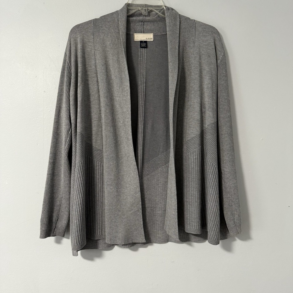 By Design Anderson Cardigan Open Front Shawl Collar Mid‎ Length Gray XL Casual